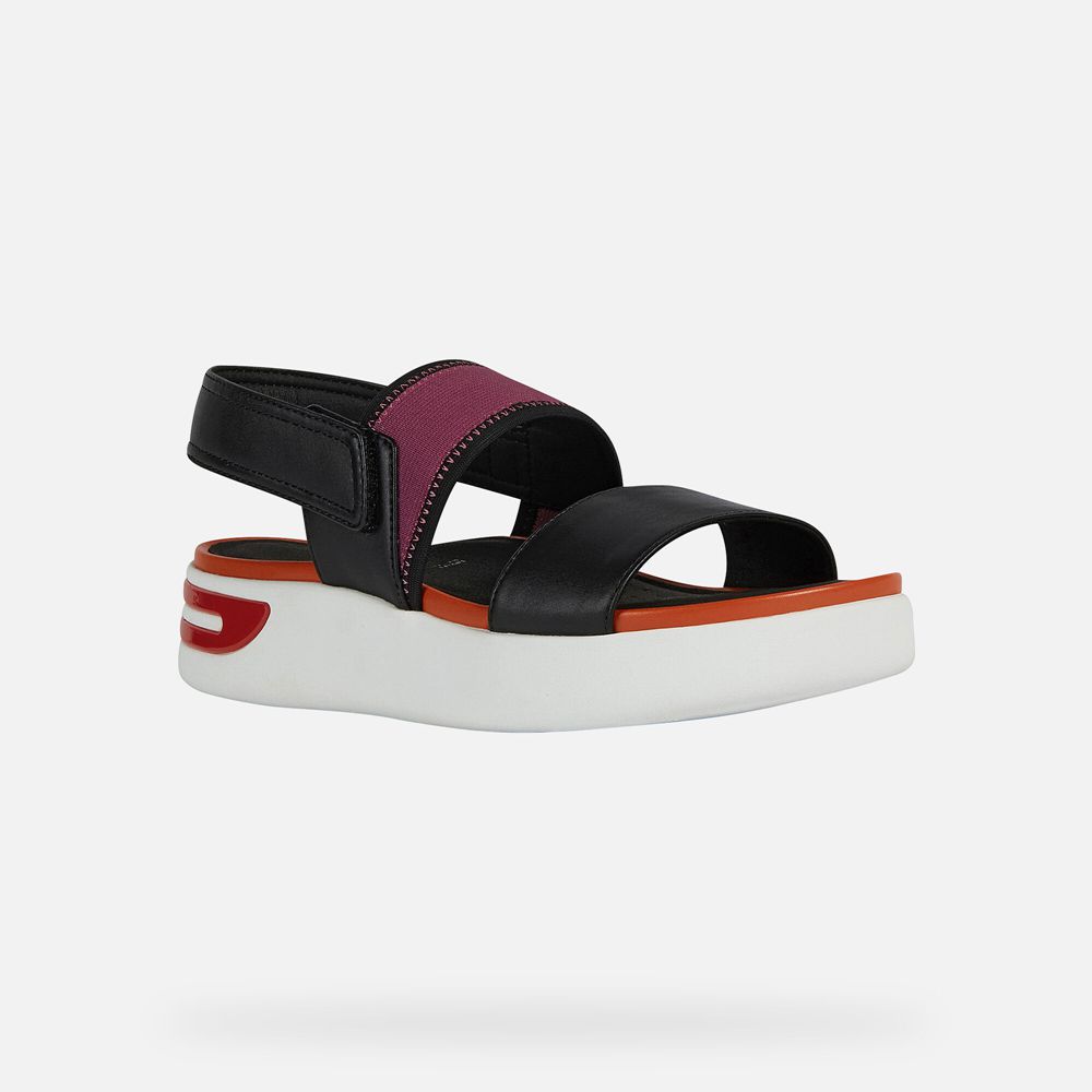 Sandalias Geox Senhora Pretas/Laranja - Ottaya - RTACL2784